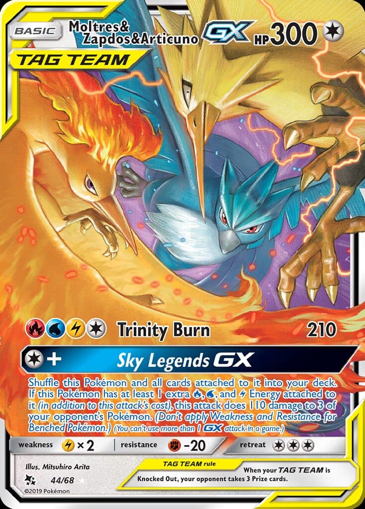 Moltres & Zapdos & Articuno GX #44 — Hidden Fates