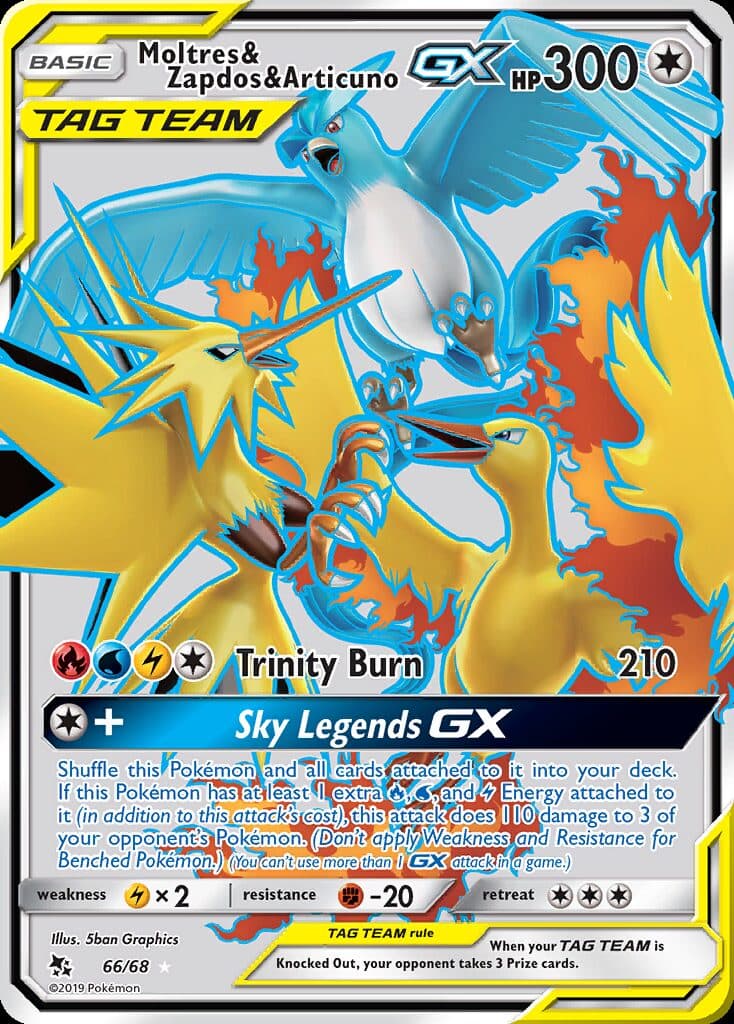 Moltres & Zapdos & Articuno GX (Full Art) #66 — Hidden Fates